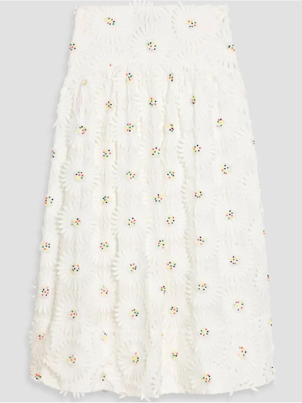 FARM Rio White Daisy Appliqué Midi Skirt - Picture 4 of 7